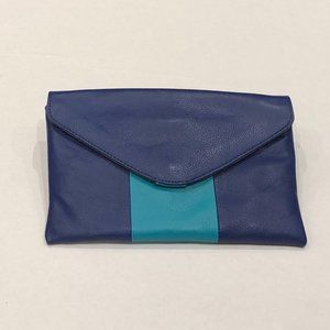 J.CREW 100% Leather Blue Clutch with chain